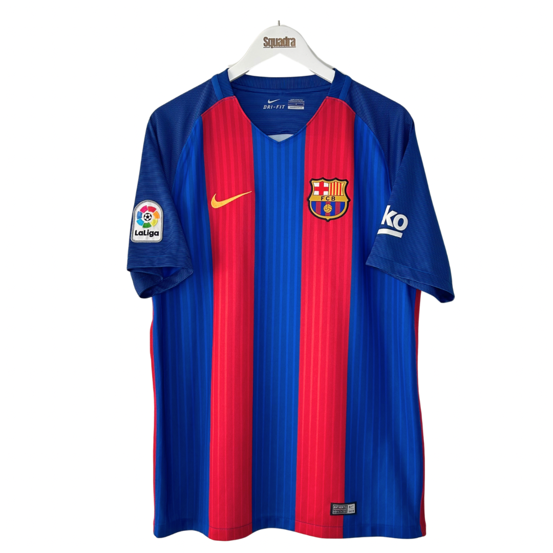 2016-17 Barcelona Sponsorless Home Shirt - Large - Messi 10