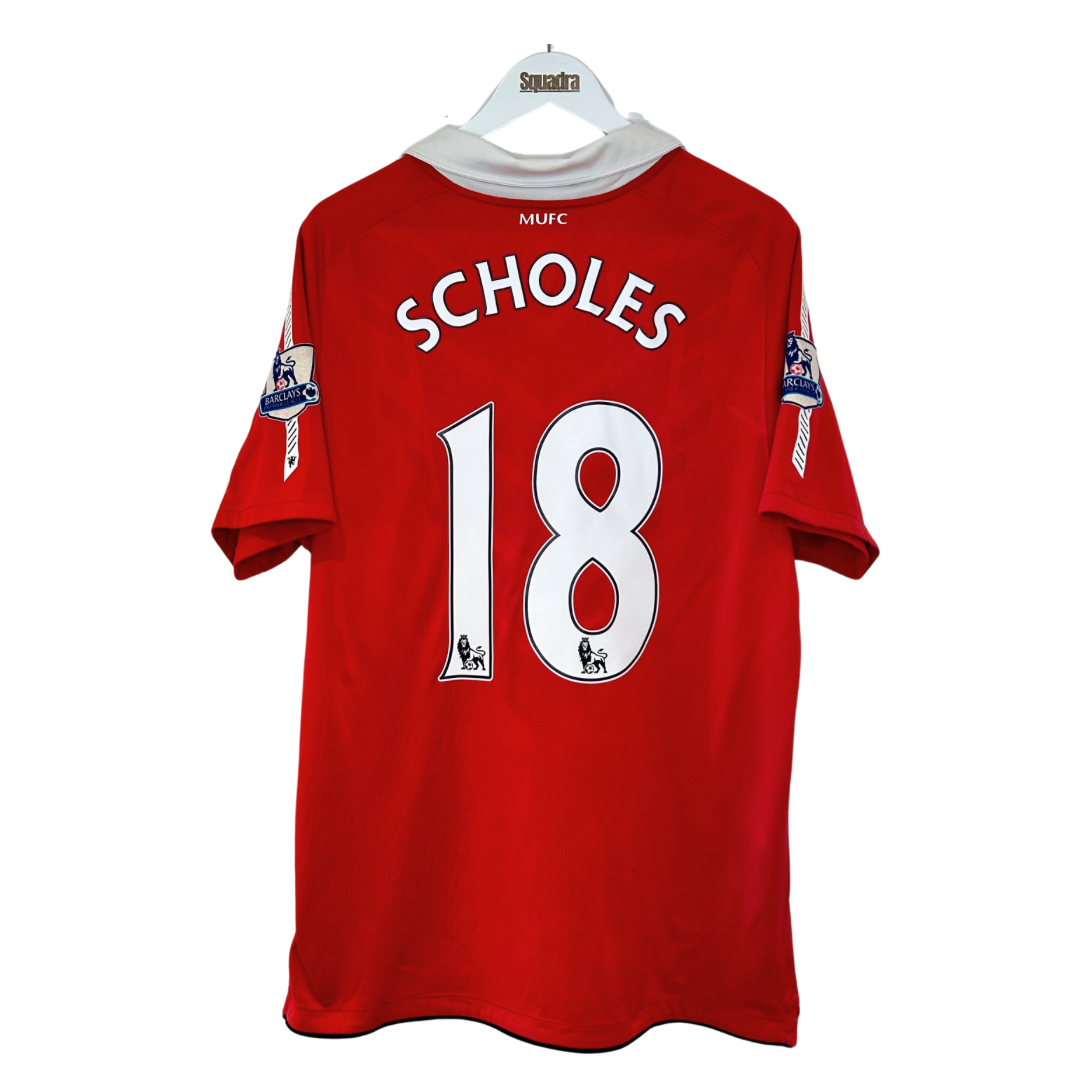 2010-11 Manchester United Home Shirt - Large - Scholes 18