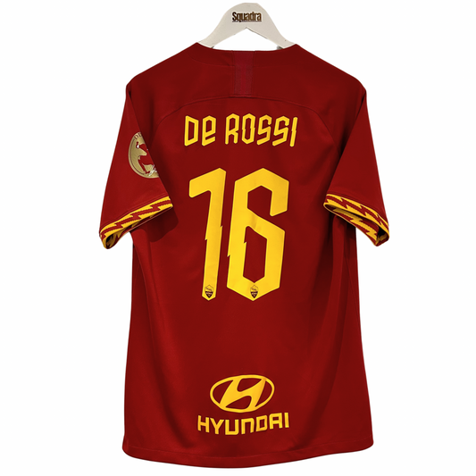 2019-20 Roma Home Shirt - De Rossi 16 (Final Game Sleeve Patch) - Large