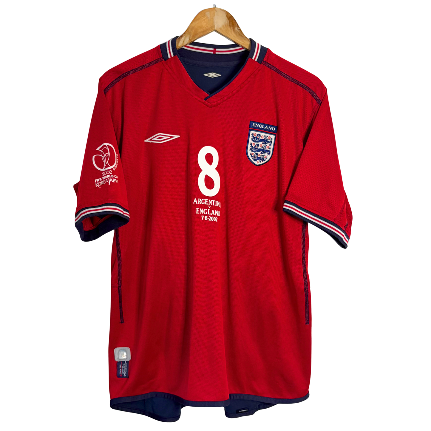 2002 England Away Shirt “Scholes 8” + Match Details - M