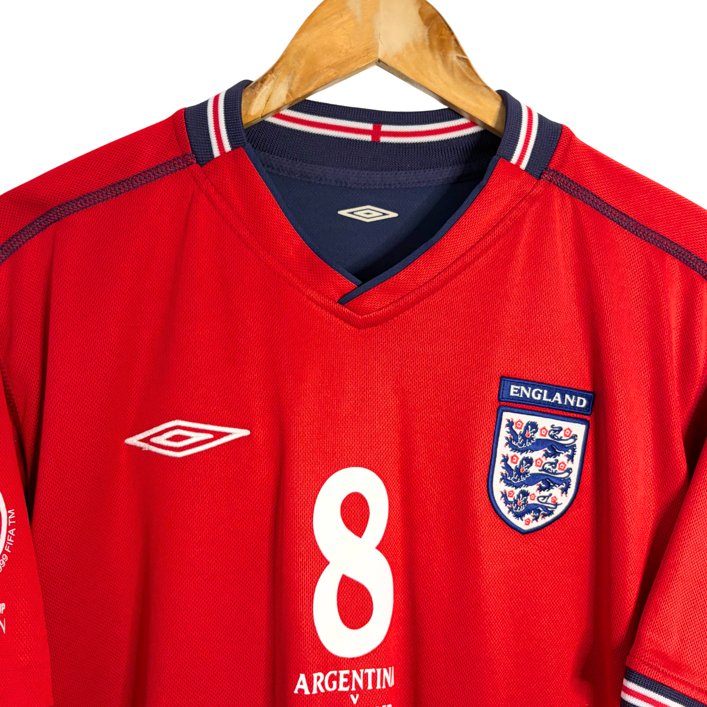 2002 England Away Shirt “Scholes 8” + Match Details - M